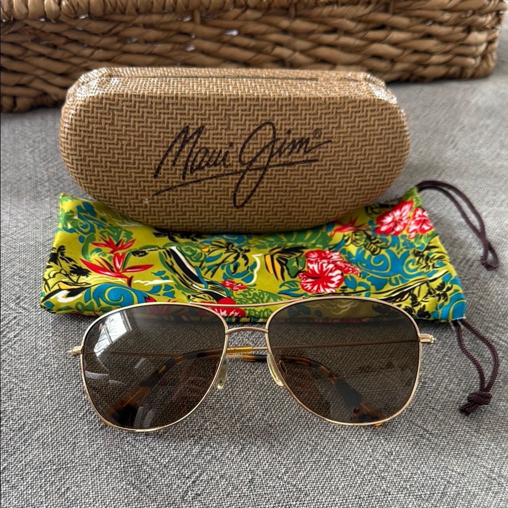 Maui Jim Gold Aviator Sunglasses
